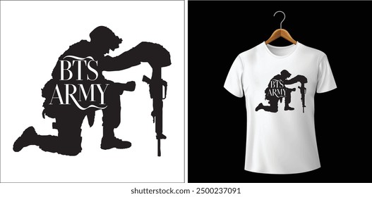 BTS ARMY typography silhouette vector art illustration