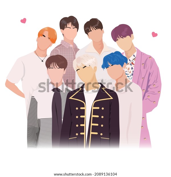 BTS Family illustration vector  isolated in white
background 
