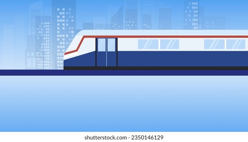 BTS Sky train in cityscape buildings vector Illustration