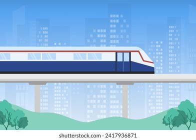 Ilustración vectorial del tren aéreo BTS. Concepto de transporte