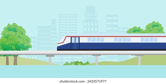 BTS Sky train vector Ilustración. Concepto de transporte