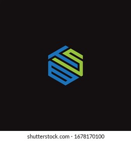 BTS or TBS unique monogram style vector logo design with blue and grey.