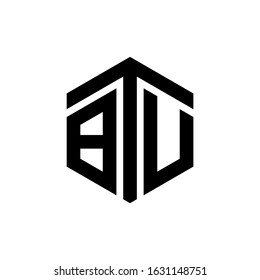 BTU Letter Logo Design polygon Monogram Icon Vector Template