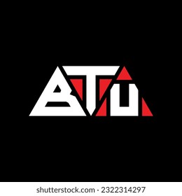 BTU triangle letter logo design with triangle shape. BTU triangle logo design monogram. BTU triangle vector logo template with red color. BTU triangular logo Simple, Elegant, and Luxurious design