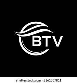 BTV letter logo design on black background. BTV creative circle letter logo concept. BTV letter design.
