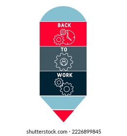 btw - back to work acronym. business concept background.  vector illustration concept with keywords and icons. lettering illustration with icons for web banner, flyer, landing