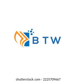 BTW credit repair accounting logo design on white background. BTW creative initials Growth graph letter logo concept. BTW business finance logo design.
