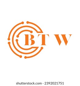 BTW letter design. BTW letter technology logo design on white background. BTW Monogram logo design for entrepreneur and business