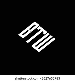 Projeto do logotipo da letra BTW no fundo preto.  
Design do logotipo comercial da letra BTW. 
BTW criativo iniciais letra logotipo conceito.
