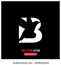 "B"Typographic Vector Icon Illustration