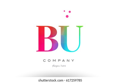 BU B U creative rainbow colors colored artistic alphabet company letter logo design vector icon template
