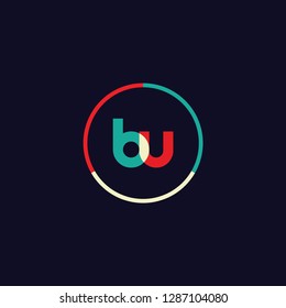BU B U logo design with colorful circle frame. Modern logo template with bright color concept. vector illustration
