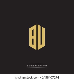 BU B U Logo Emblem Capital Letter Modern Template EPS 10 With Black Background