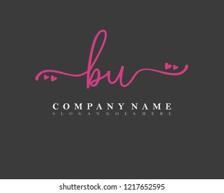 BU Initial handwriting logo vector