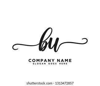 BU Initial Handwriting Logo Vector