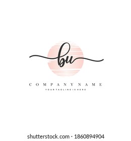 BU Initial handwriting logo vector. Hand lettering With Sunrise for designs.