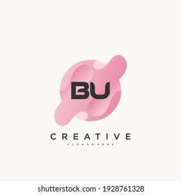 BU Initial Letter logo icon design template elements with wave colorful art.