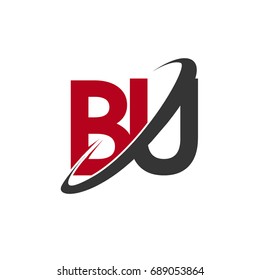 BU initial logo company name colored red and black swoosh design, isolated on white background. vector logo for business and company identity.