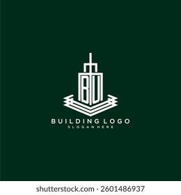 BU initial monogram building logo for real estate