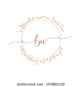 BU Initial monogram handwriting luxury illustration