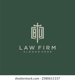 BU initial monogram for law firm with sword and shield logo image