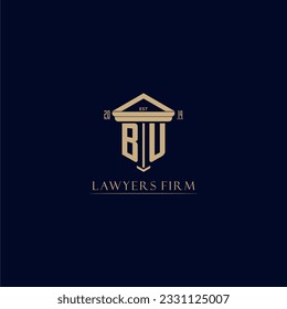 Logotipo inicial de la firma de abogados en monograma con diseño de hitos
