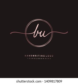 BU initial signature logo. handwriting logo template vector,