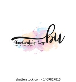 BU initial signature logo. handwriting logo template vector,