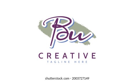 BU Initials, handwriting logo vector