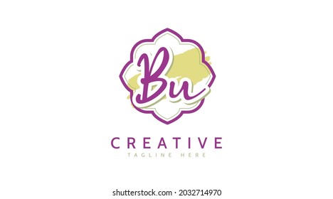 BU Initials, handwriting logo vector