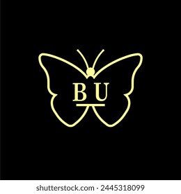 BU Initialen Luxury Butterfly Logo Vektorillustration