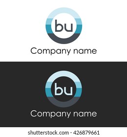 BU letter circle shape icon logo white blue