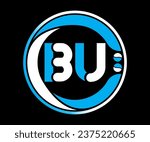 BU letter logo design with a circle shape BU Logo design with unique and simple design.