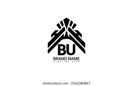 BU letter logo design on black background. BU creative initials letter logo concept. bu letter design. BU design on black background. B U, b u logo