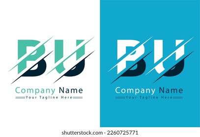 Plantilla de diseño del logotipo de la carta BU. Ilustración del logotipo del vector