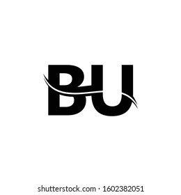 BU Letter Logo Design Vector With Blue and Grey Colors. BU Logo Design.