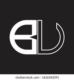 BU Letter logo monogram with oval shape negative space design template