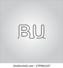 BU letter logo with nice white background.The nice black letter icon.