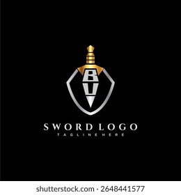 BU letter luxury monogram for shield and sword style image