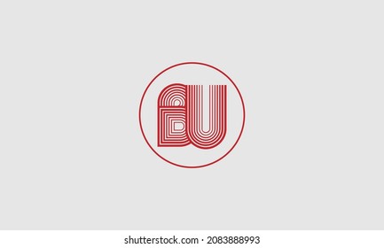 BU Lines Warp Logo Design. Letter Icon Made with Circular Outline.