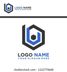 BU logo letter initial, Abstract polygonal Background Logo,