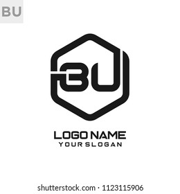 BU logo letter initial, Abstract polygonal Background Logo,
