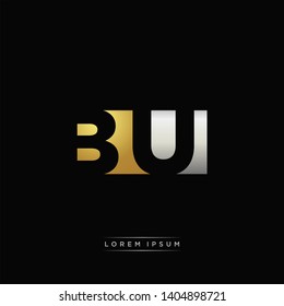 BU Logo Letter with Negative space and Gold combination silver color