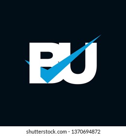 BU Logo of the Letter Tick Blue Initial Capital Designs Template