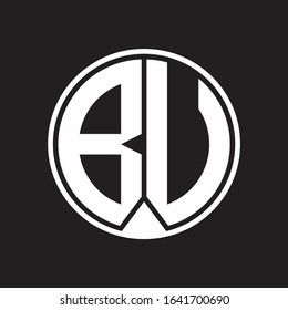 BU Logo monogram circle with piece ribbon style on black background