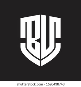 BU Logo monogram with emblem shield shape design isolated on black background