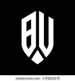 monograma del logotipo bu con plantilla de diseño de estilo de escudo del emblema