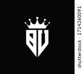 BU logo monogram emblem style with crown shape design template