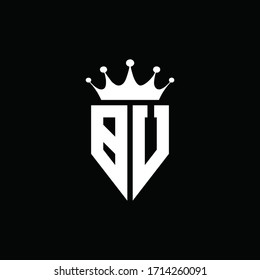 BU logo monogram emblem style with crown shape design template