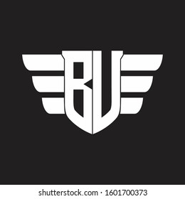 BU Logo monogram with emblem and wings element design template